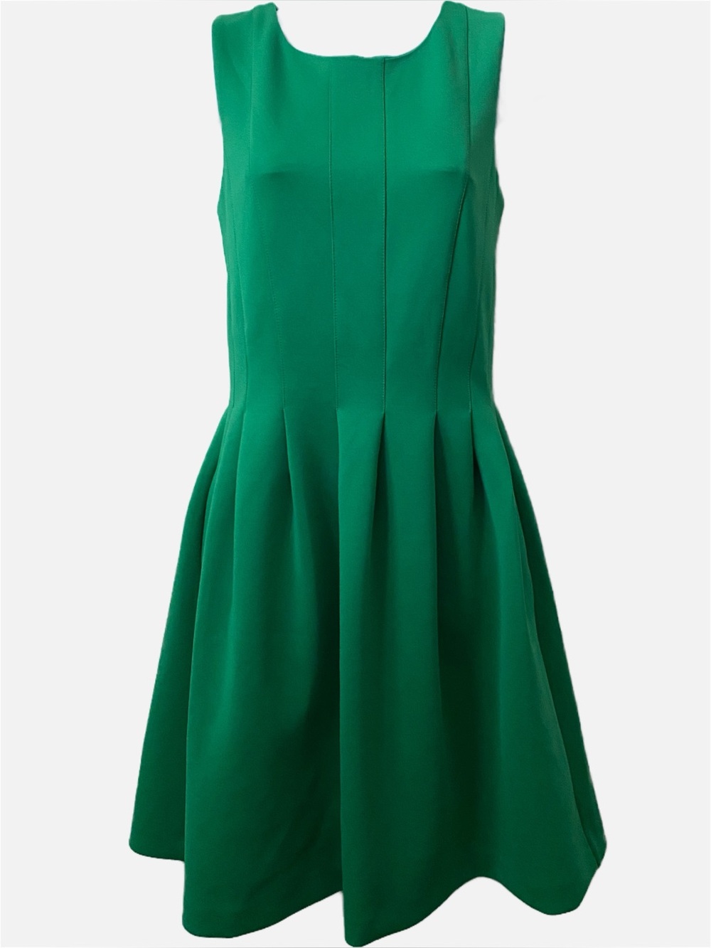 Calvin Klein, Fit-and-flare Rounded Neckline Sharp Pleats Scuba-Crepe Dress
